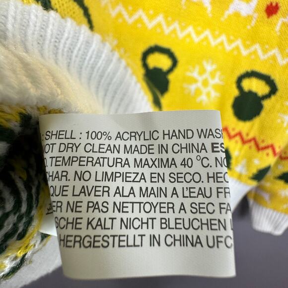 ROODY FIT CRUNCH Yellow Ugly Christmas Sweater Unisex Size Small - Picture 5 of 6